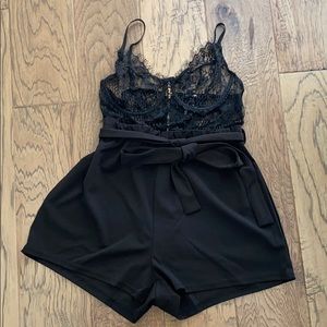 NEW Fashion nova black lace romper shorts XL